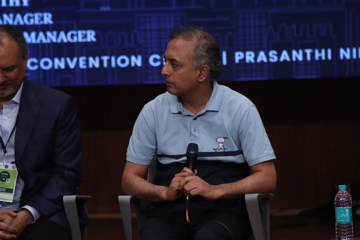 A panellist speaking at the Expert Panel Discussion, National Startup Day 2026