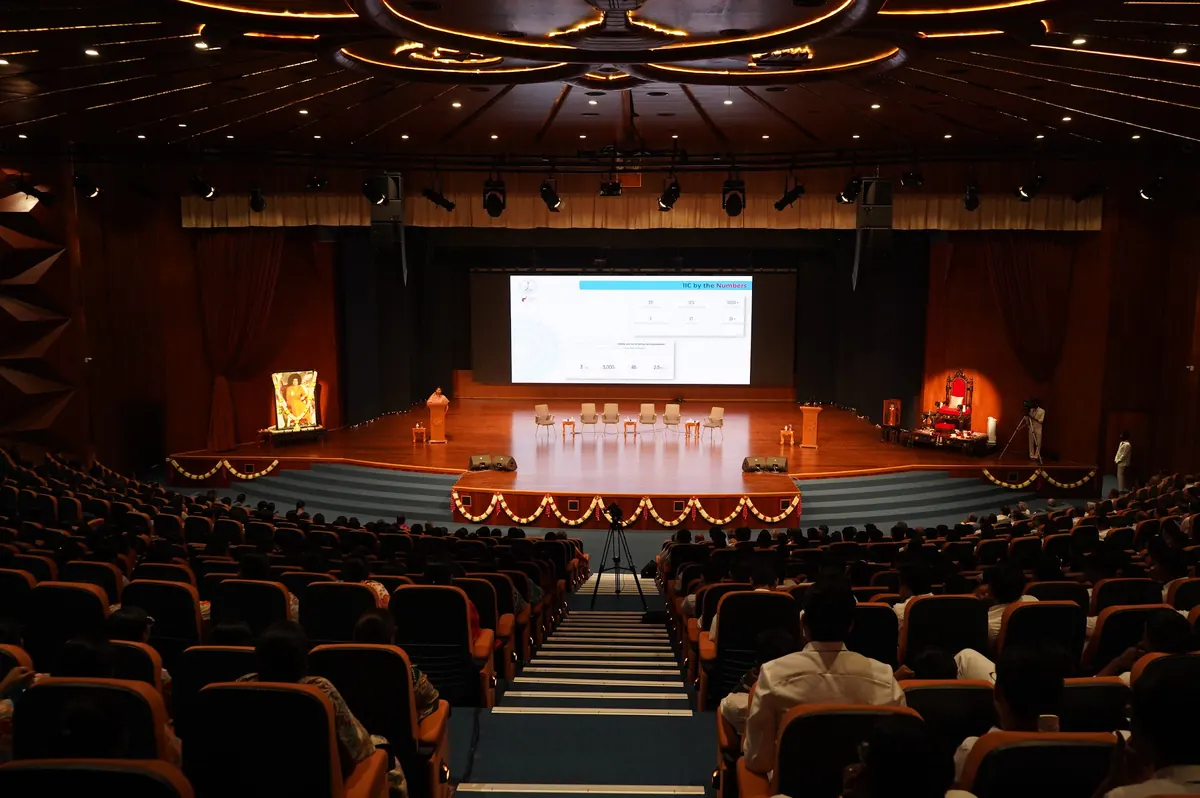 The Sai Hira Global Convention Centre hall during National Startup Day 2026