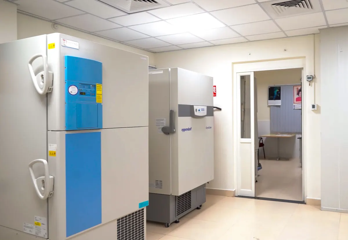 Ultra-low temperature freezers in the Biobank storage room